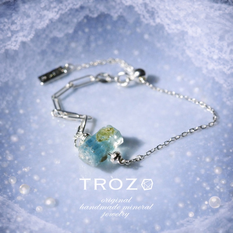 アクアマリン 【031 Veiled Nereids Collection】 アクアマリン 鉱物原石 シルバー925 ブレスレット 天然石 アクセサリー (No.3725)