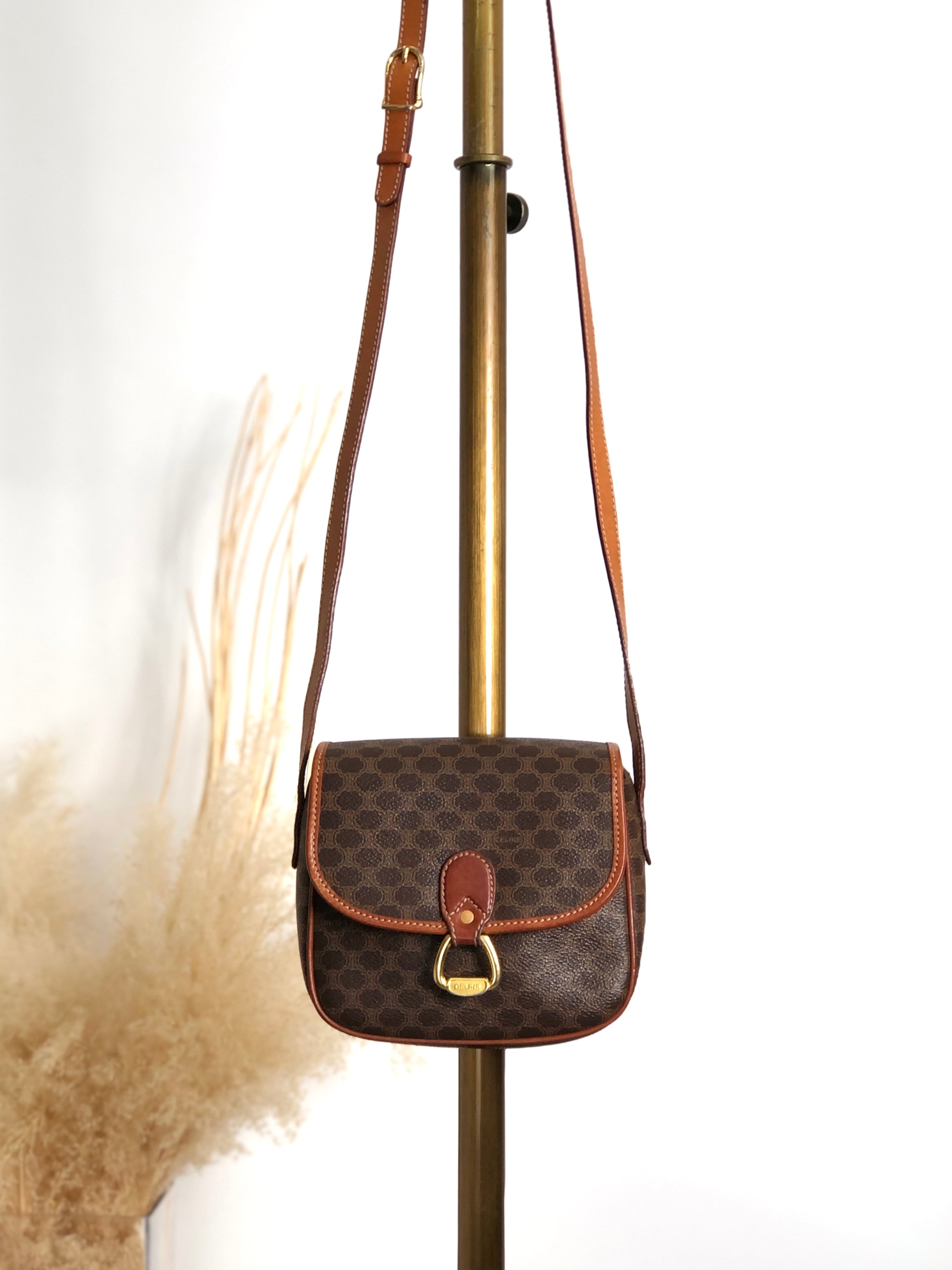 CELINE セリーヌ マカダム ショルダーバッグ ブラウン ホースビット