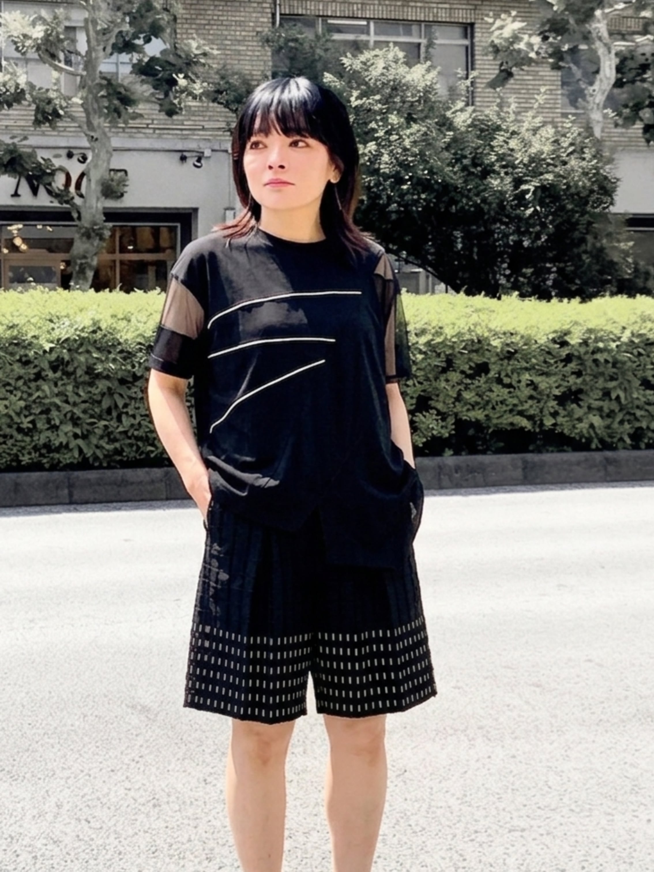 ブロックパターン ショートパンツ ブラック