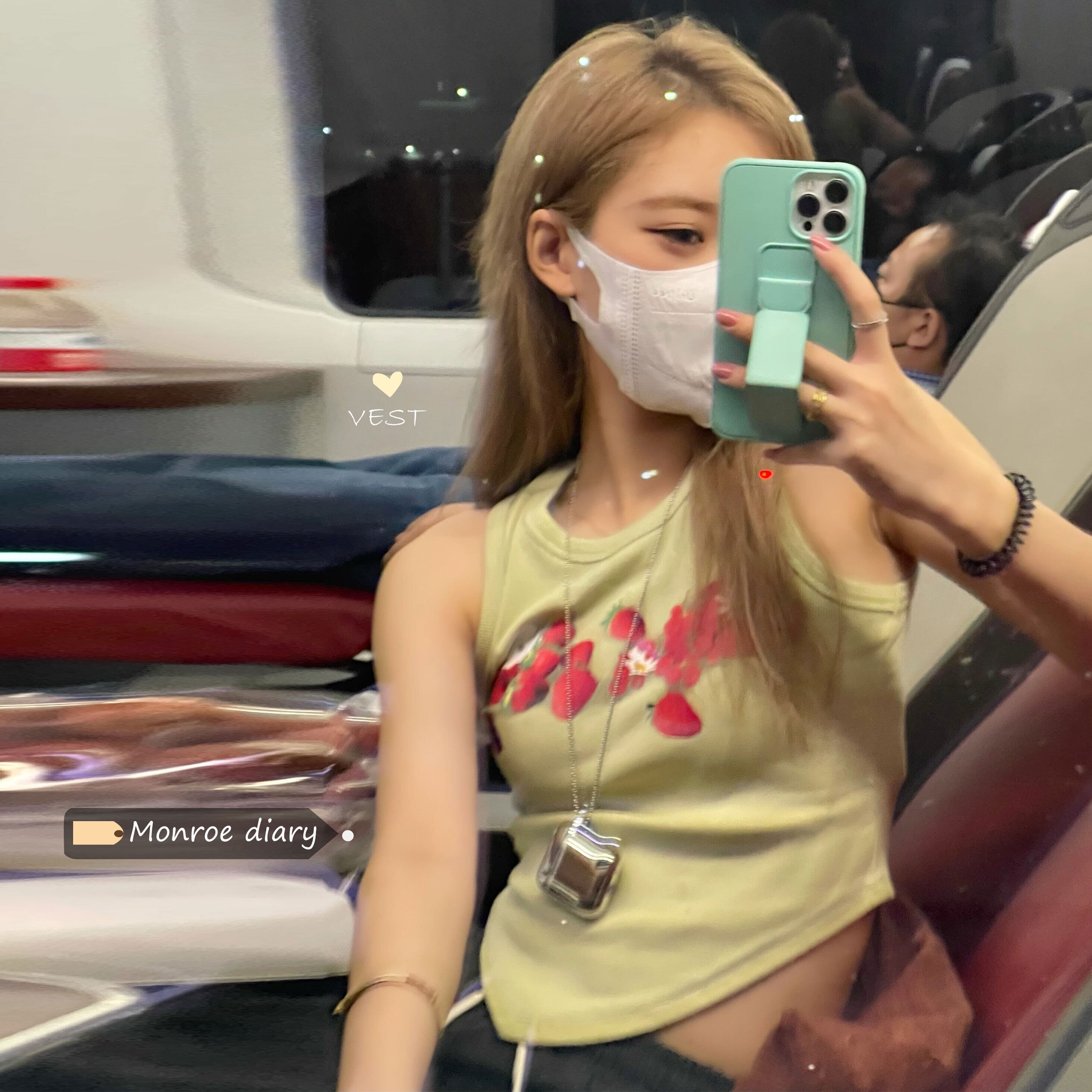 グリーンプリント柄ノースリーブショートトップス サマー 大人ガーリー スウィート キュート カジュアル 夏物 モンロー51666923814