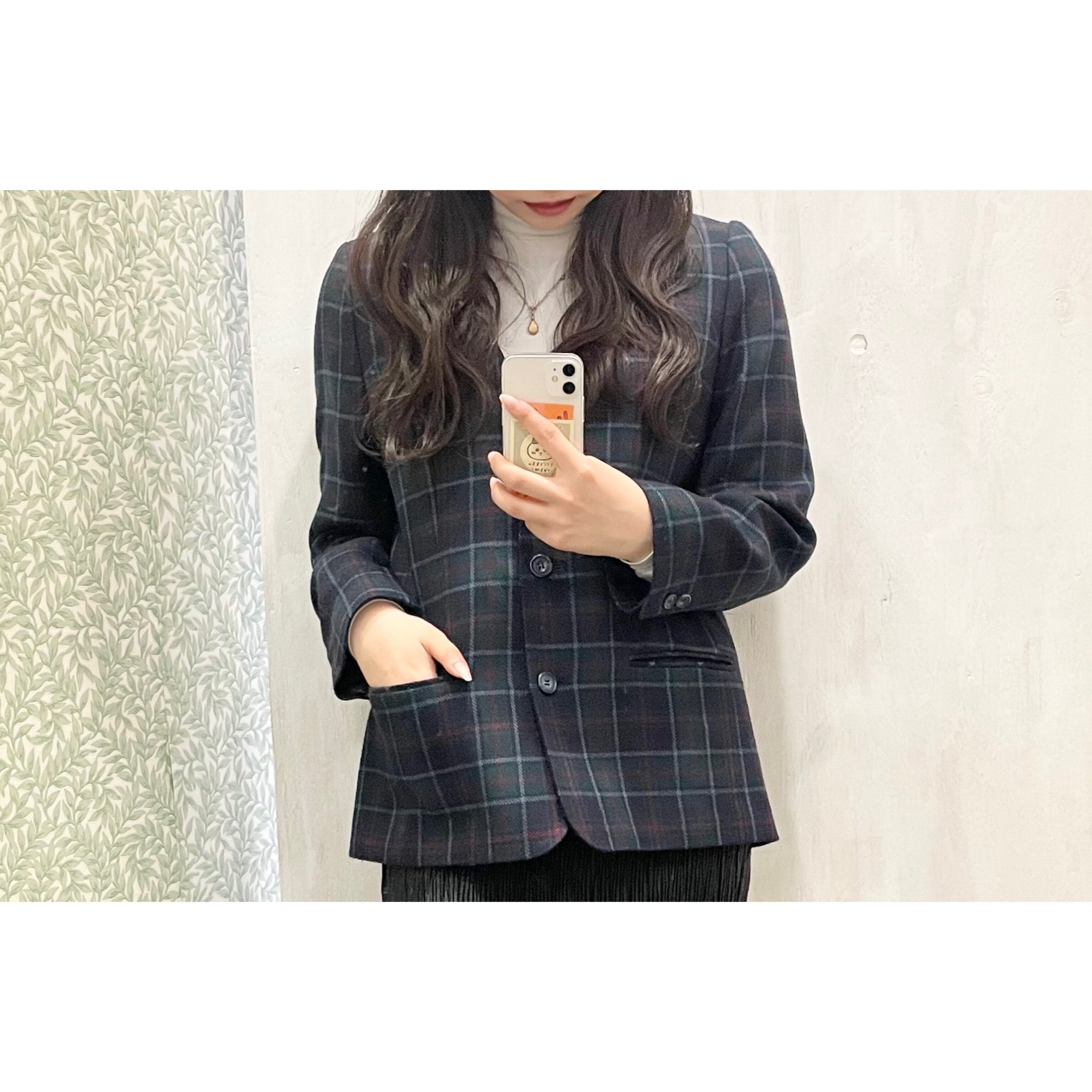 DAKS/tailored jacket/check/navy/ladies/ダックス/テーラードジャケット/チェック柄/ネイビー/レディース