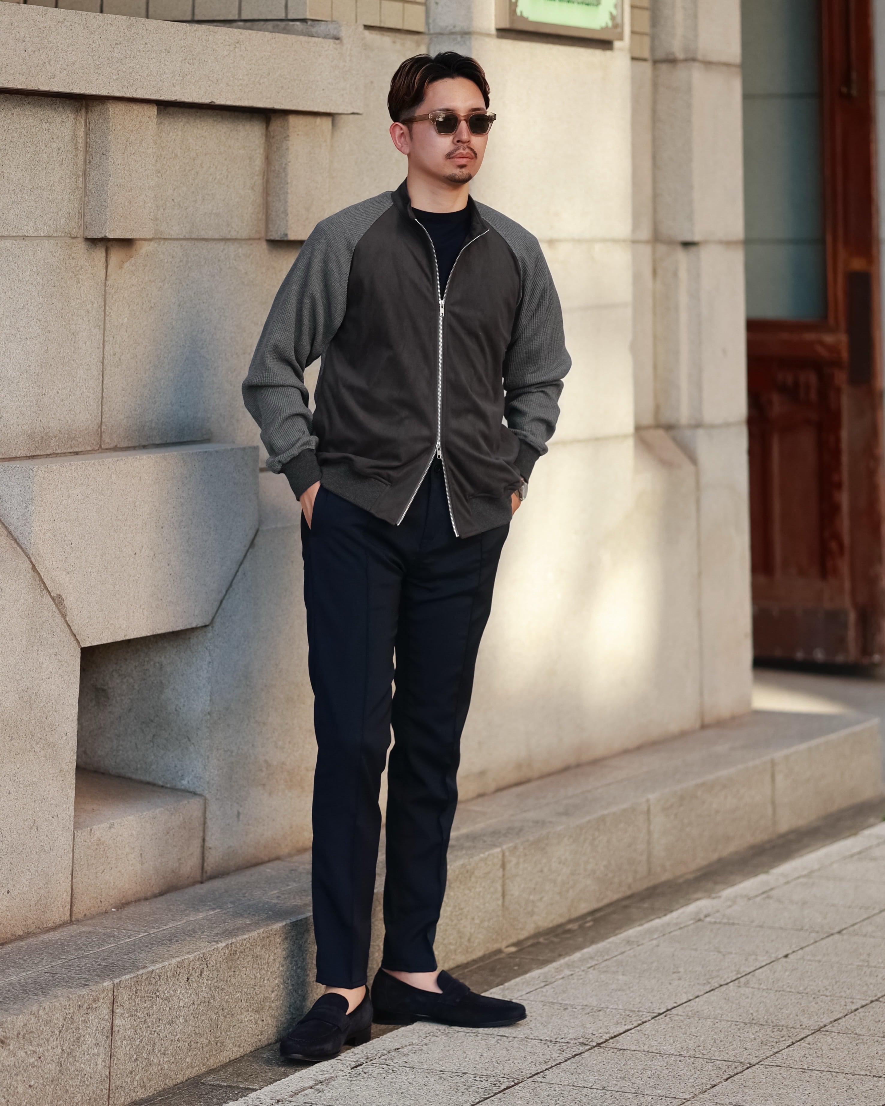 KV-569】【高級感】Premium waffle suède jacket【即日発送】【自宅