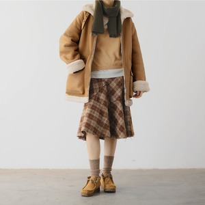 チェック柄フレアスカート   ｆ0105