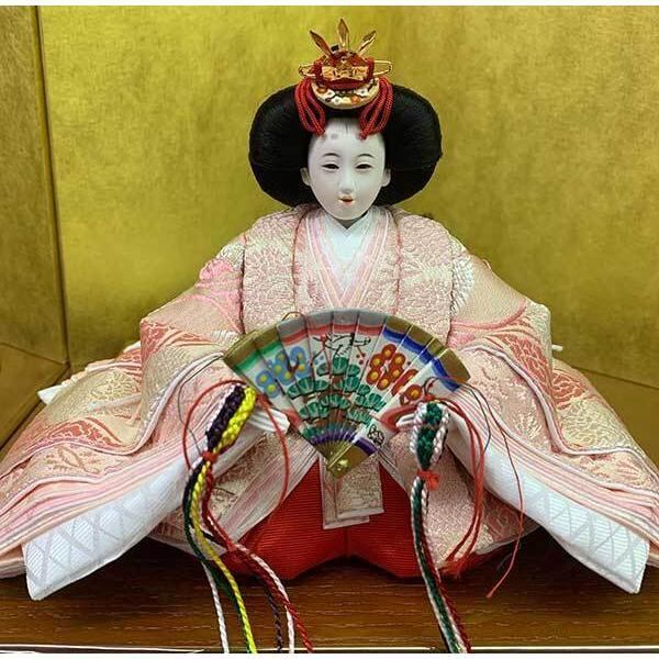 雛人形 京十二番 緑と桃の向鶴文 238‐594 45cm収納箱 屏風 栓木親王台