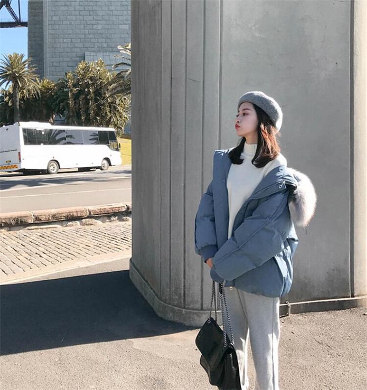 これが大好きです 韓国ファッション フード付き ブレッドジャケット コットンジャケット