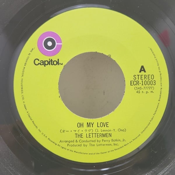 The Lettermen / Oh My Love / An Old Fashioned Love Song [ECR-10003] - 画像3