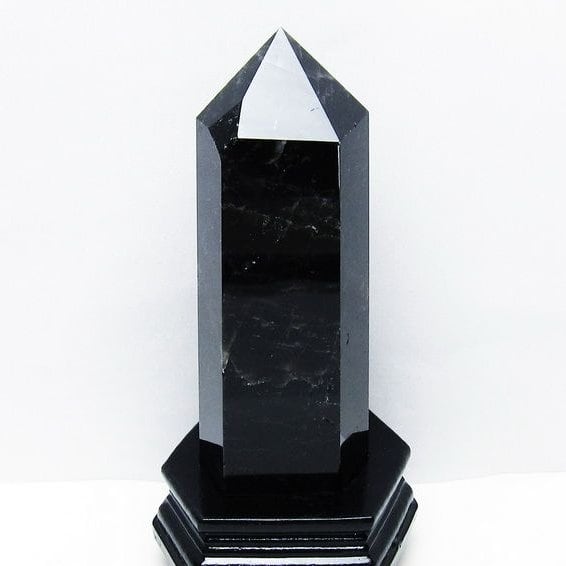 1.5Kg モリオン 黒水晶 六角柱 台座付属 一点物 152-4044