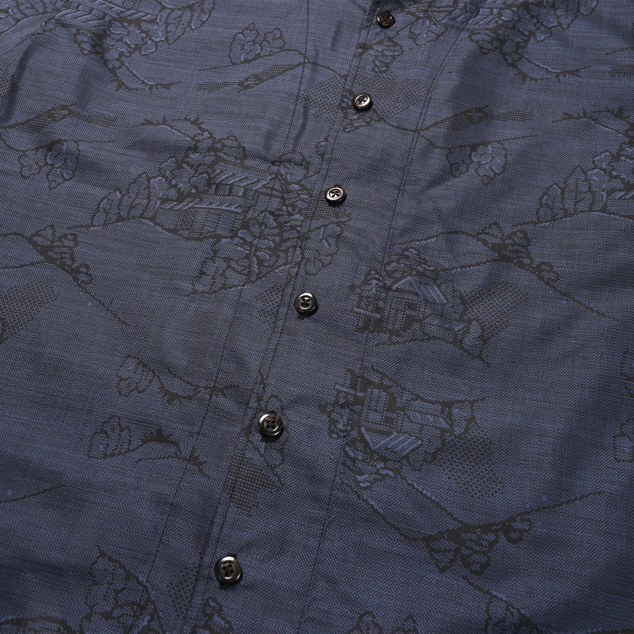 大島紬開襟シャツ KIMONO "Ohshima tsumugi" SHIRT