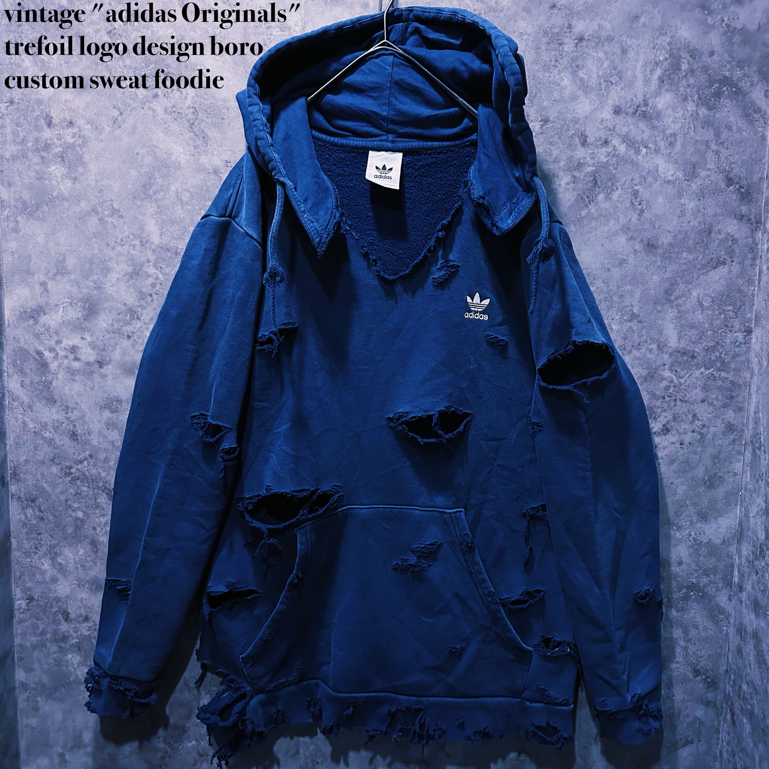 【doppio】vintage "adidas Originals" trefoil logo design boro custom sweat foodie