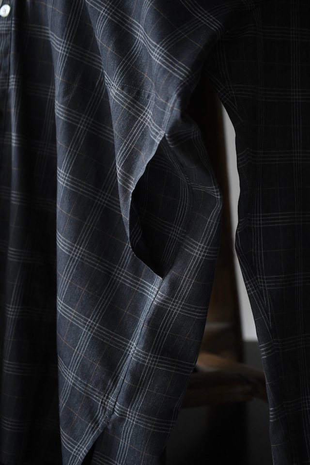 BISOWN / SZ BOIL COTTON SMOCK SHIRTS (TOP GRAY CHECK )