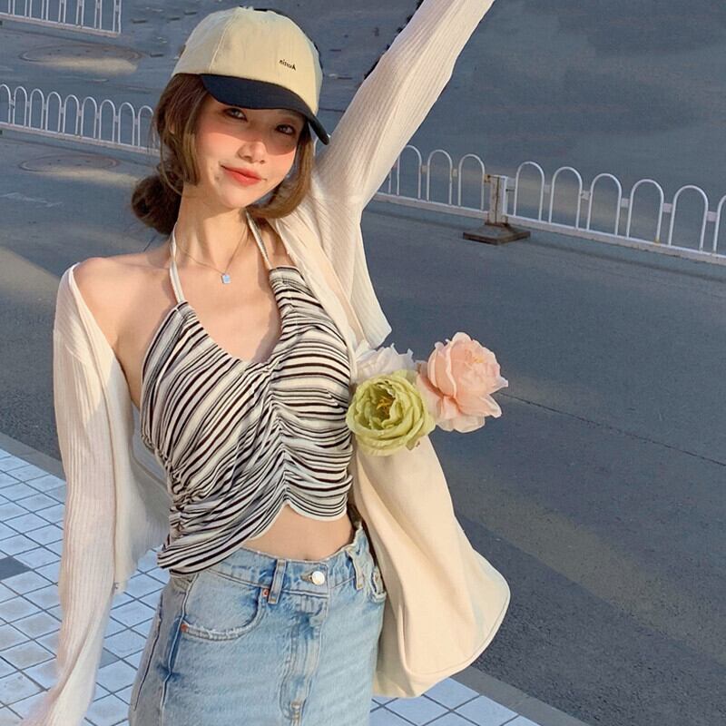 ストライプトップス サマーショート 大人ガーリー スウィート キュート カジュアル 夏物 ガールズファッション94101810833