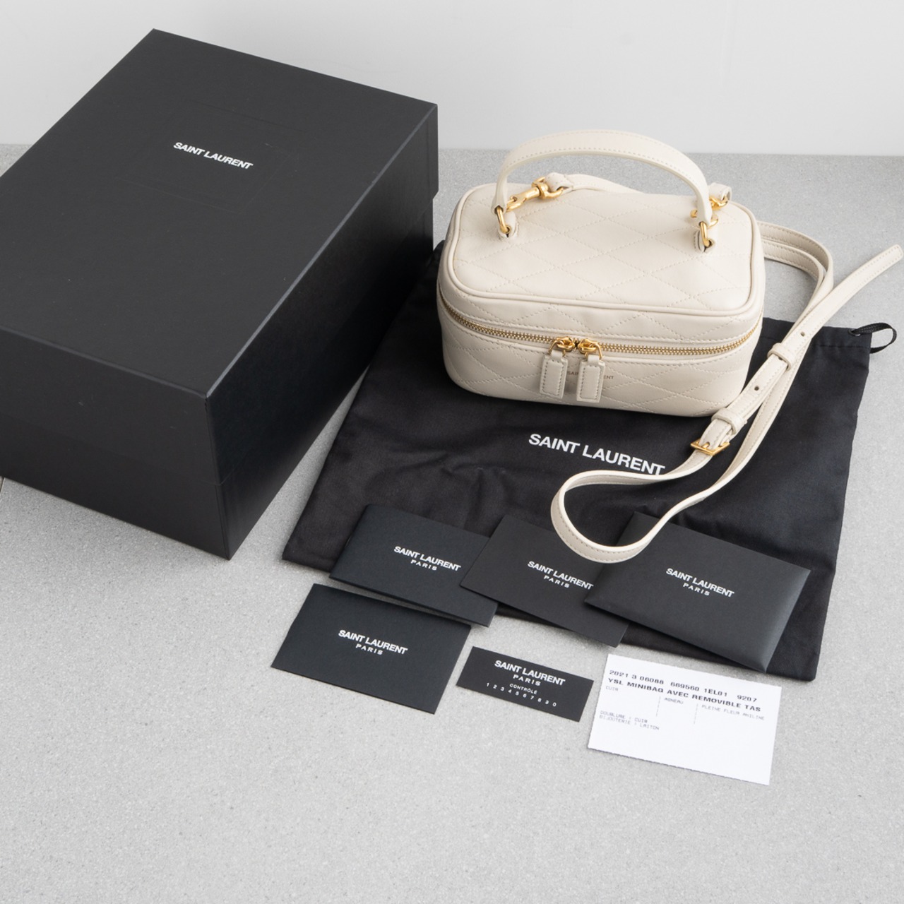 サンローラン イーストウェスト バニティバッグ ホワイト レザー