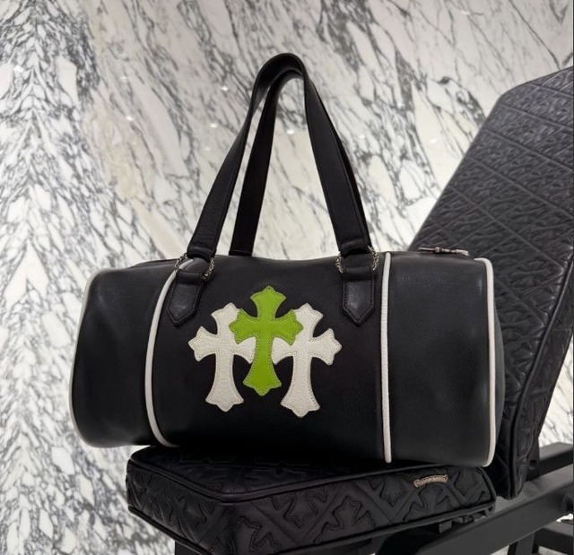 CHROME HEARTS クロムハーツ Las Vegas Limited DOMINO Cemetery Cross Patch Duffle Leather Boston Bag ラスベガス限定 ドミノ セメタリークロスパッチ ダッフル レザー ボストンバッグ