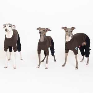 ５スリーブロンパース（5分丈） dark brown × black  / イタグレ服