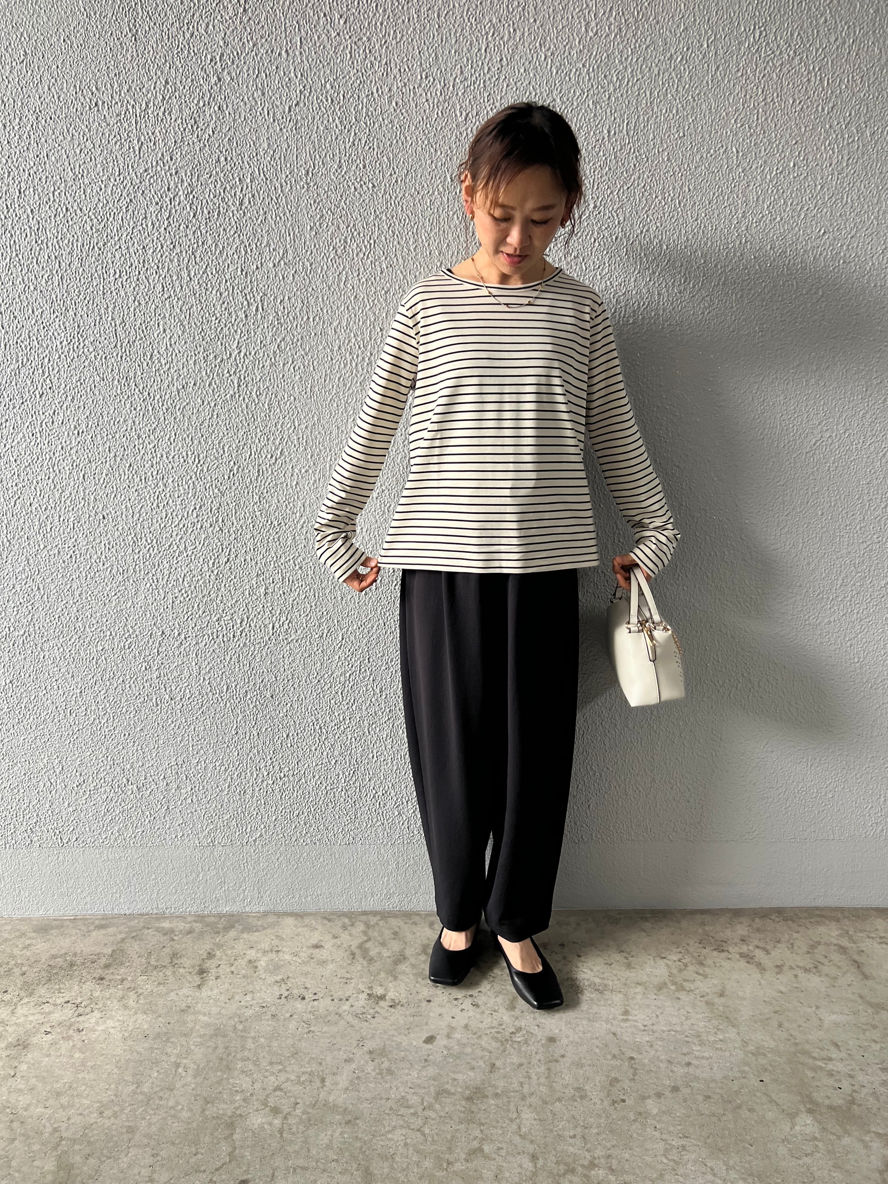 【SELECT】ボーダー天竺クルーネックプルオーバー