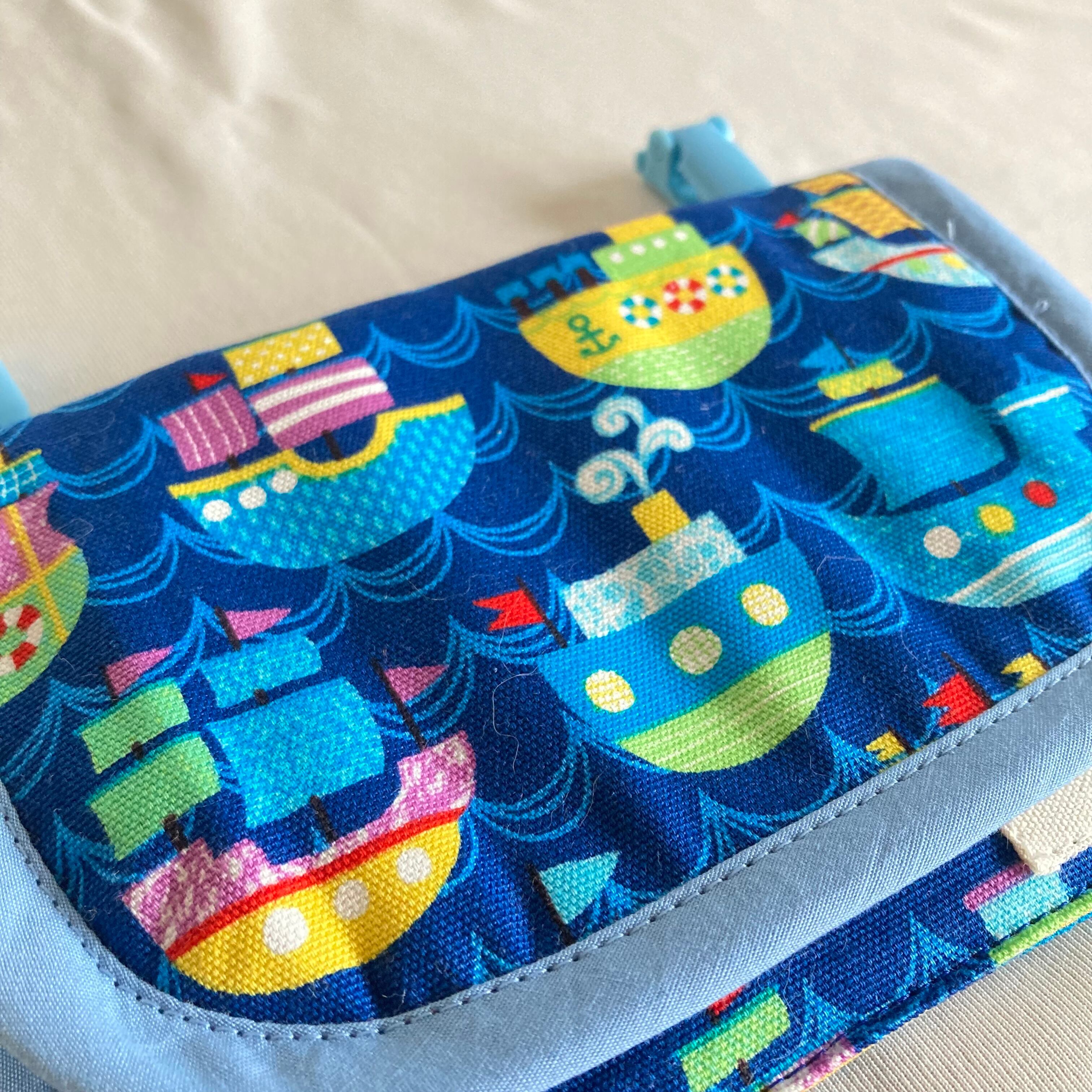 裏キルティング移動ポケット☆カラフル海賊船マリンヨット飛行機