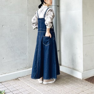 Denim salopette skirt