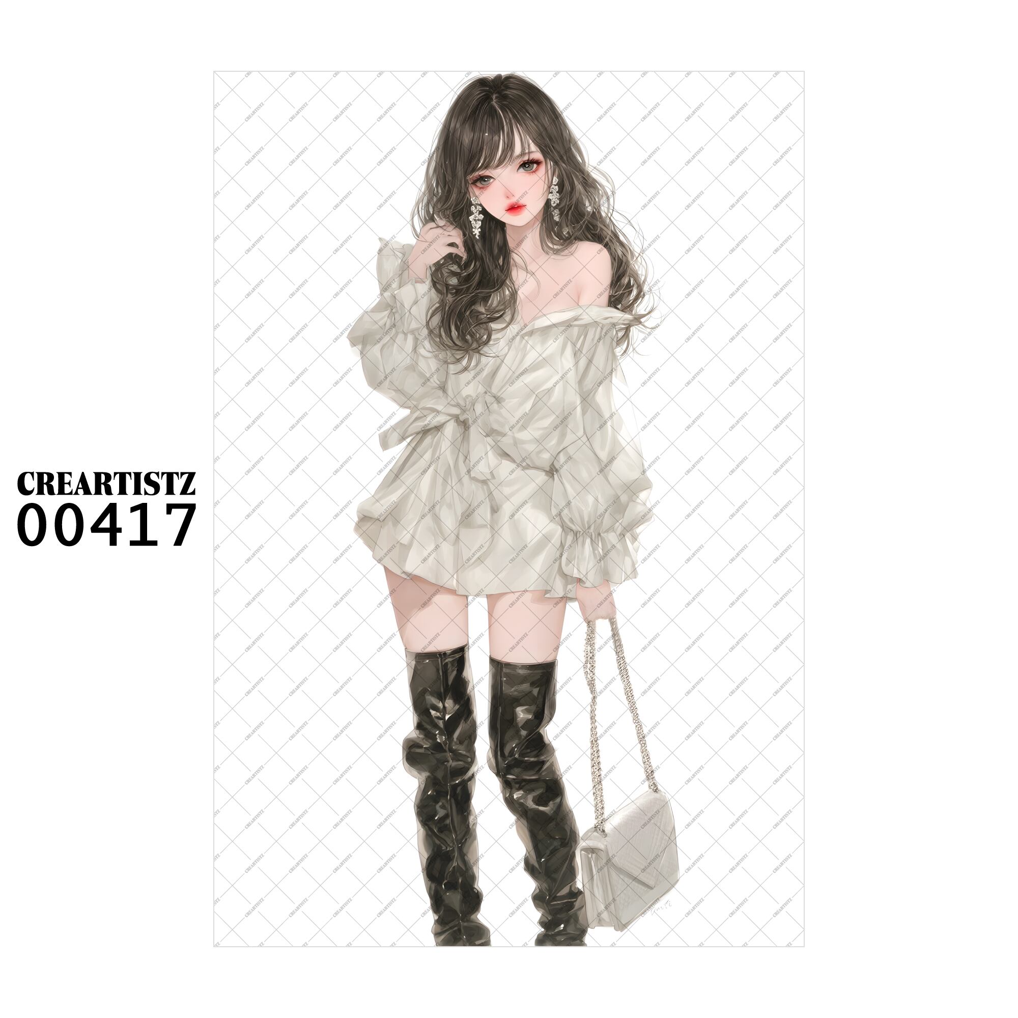 00417 ガール キュート オリジナル ペーパー/ステッカー 4枚セット CREARTISTZ