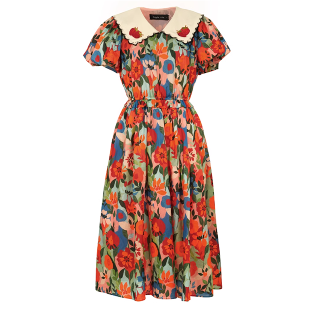 【JUNGLE ME】レトロフラワープリントワンピース　10848