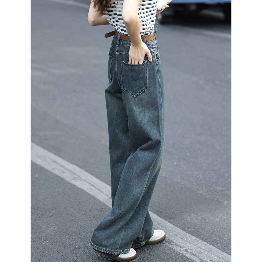 retro street style straight jeans