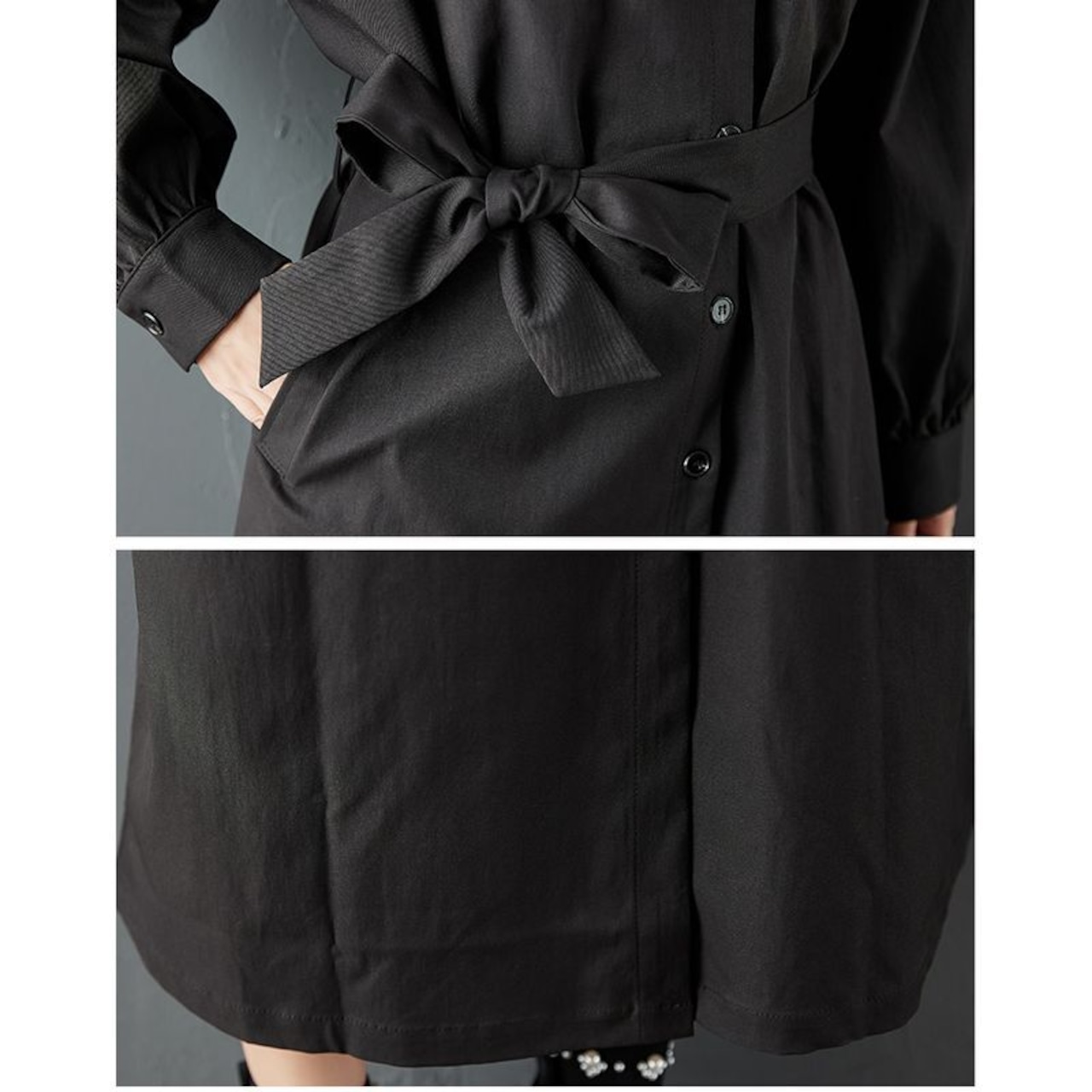 ブラック シャツ ロングワンピース 00247