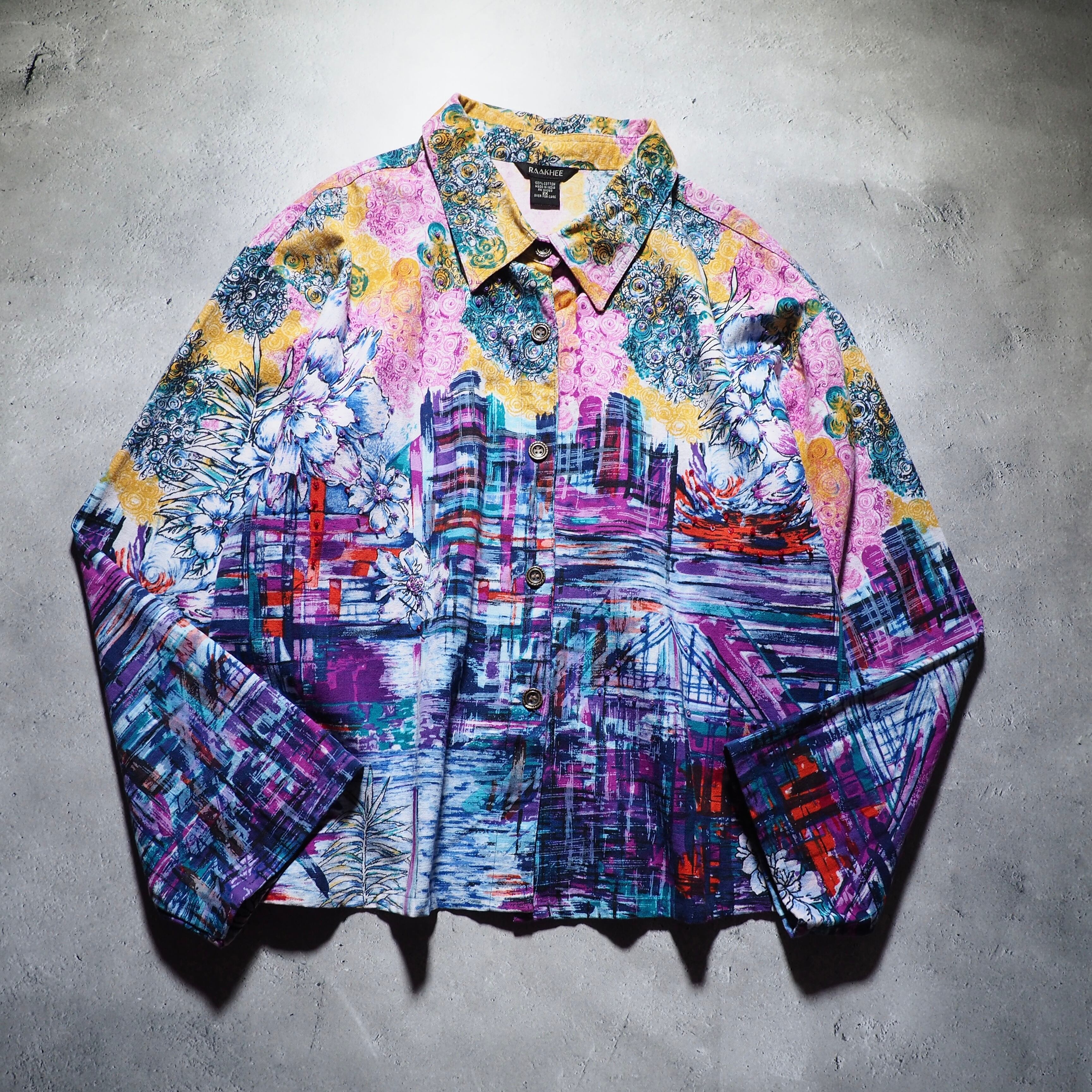 Beautiful Botanical Flower hand painted vintage loose jacket