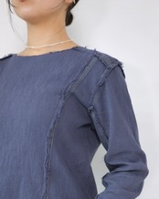 kotoha yokozawa - Azumadaki Yoryu Long Sleeve Tee ：Ikasumi｜東炊き製品染め／楊柳コットン／パネル切替