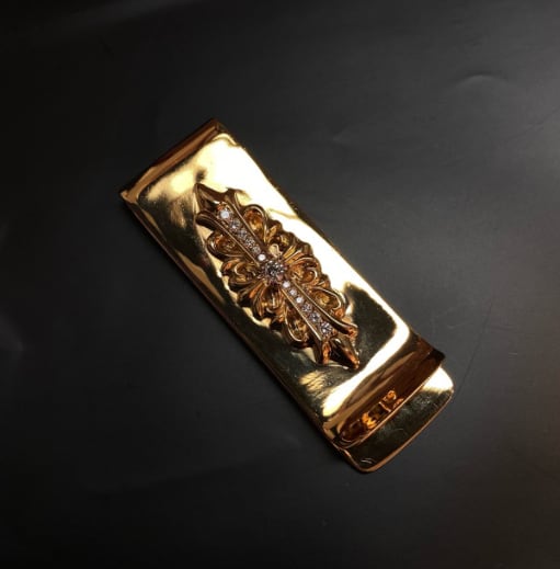 CHROME HEARTS クロムハーツ 22K Gold Floral Cross Money Clip CHROME HEARTS クロムハーツ 22K Gold Floral Cross Money Clip