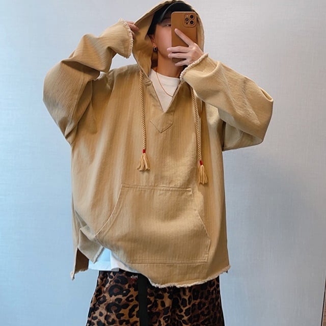 予約販売】パーカー メンズ 長袖 トップス ポケット ブラック ベージュ