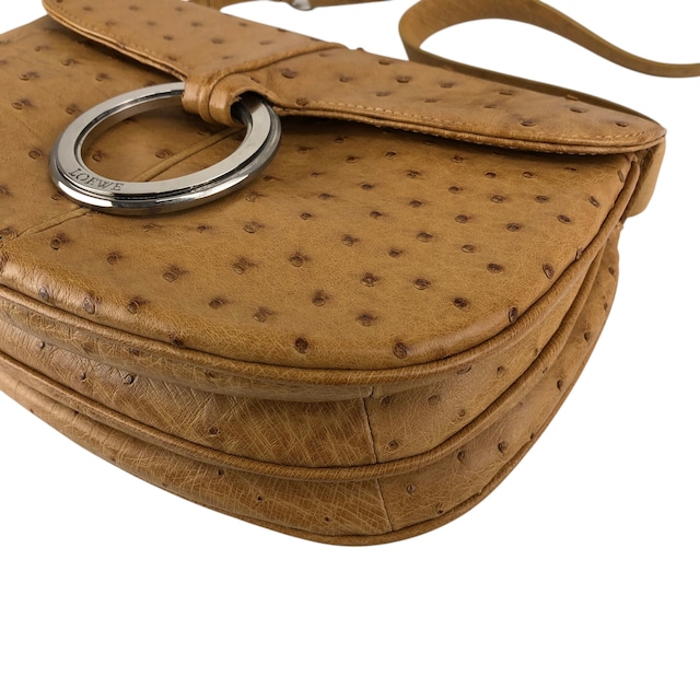 LOEWE ロエベ ショルダーバッグ ベージュ サークルロゴ オーストリッチ セミショルダーバッグ vintage ヴィンテージ オールド 2bjbin