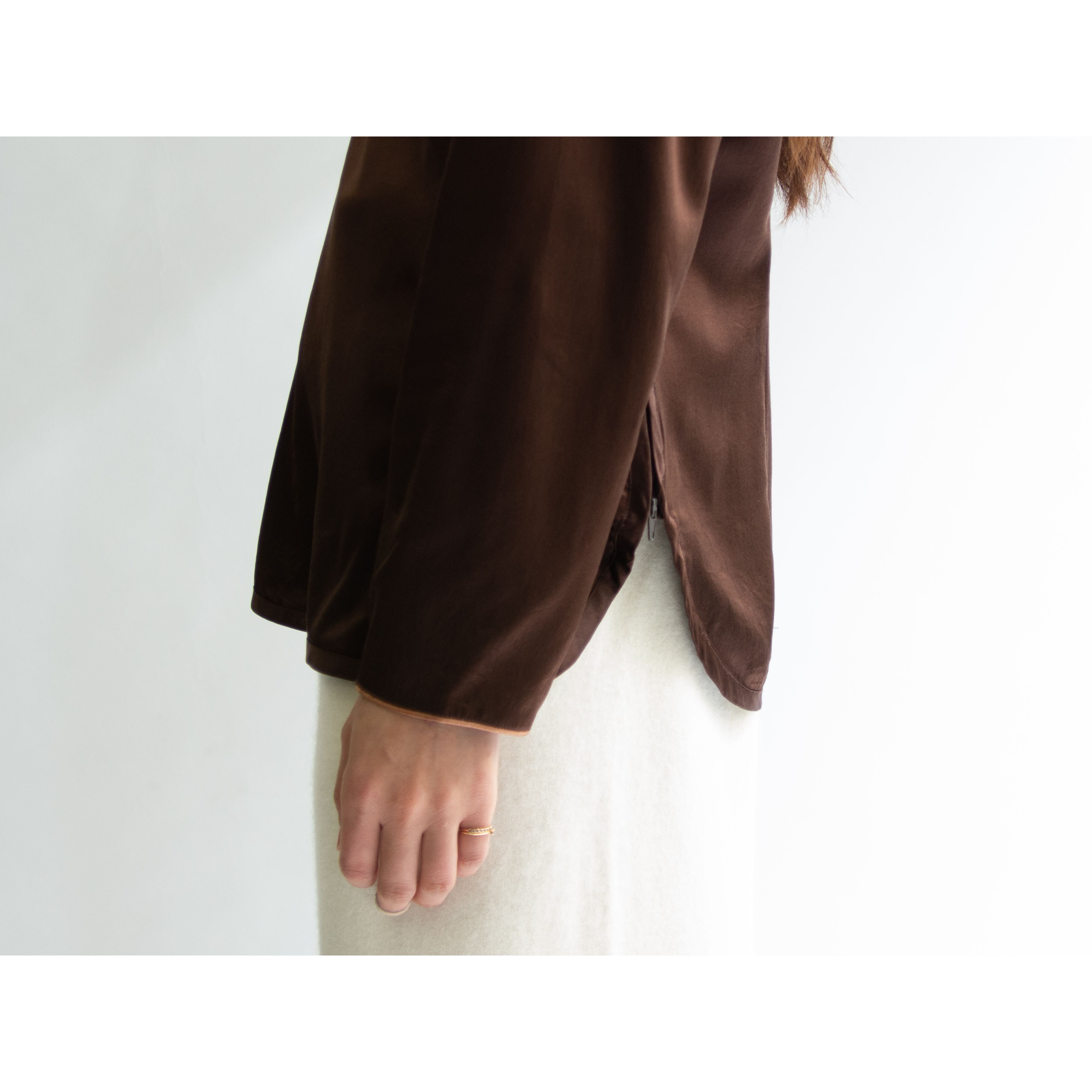 【EQUIPMENT】90's Silk-Polyurethane pullover blouse(エキプモン ストレッチシルクプルオーバーブラウス シャツ)11c