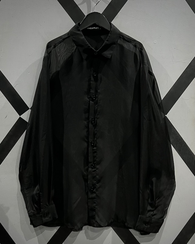 【X VINTAGE】Minimal Design Vintage Loose L/S Sheer Shirt