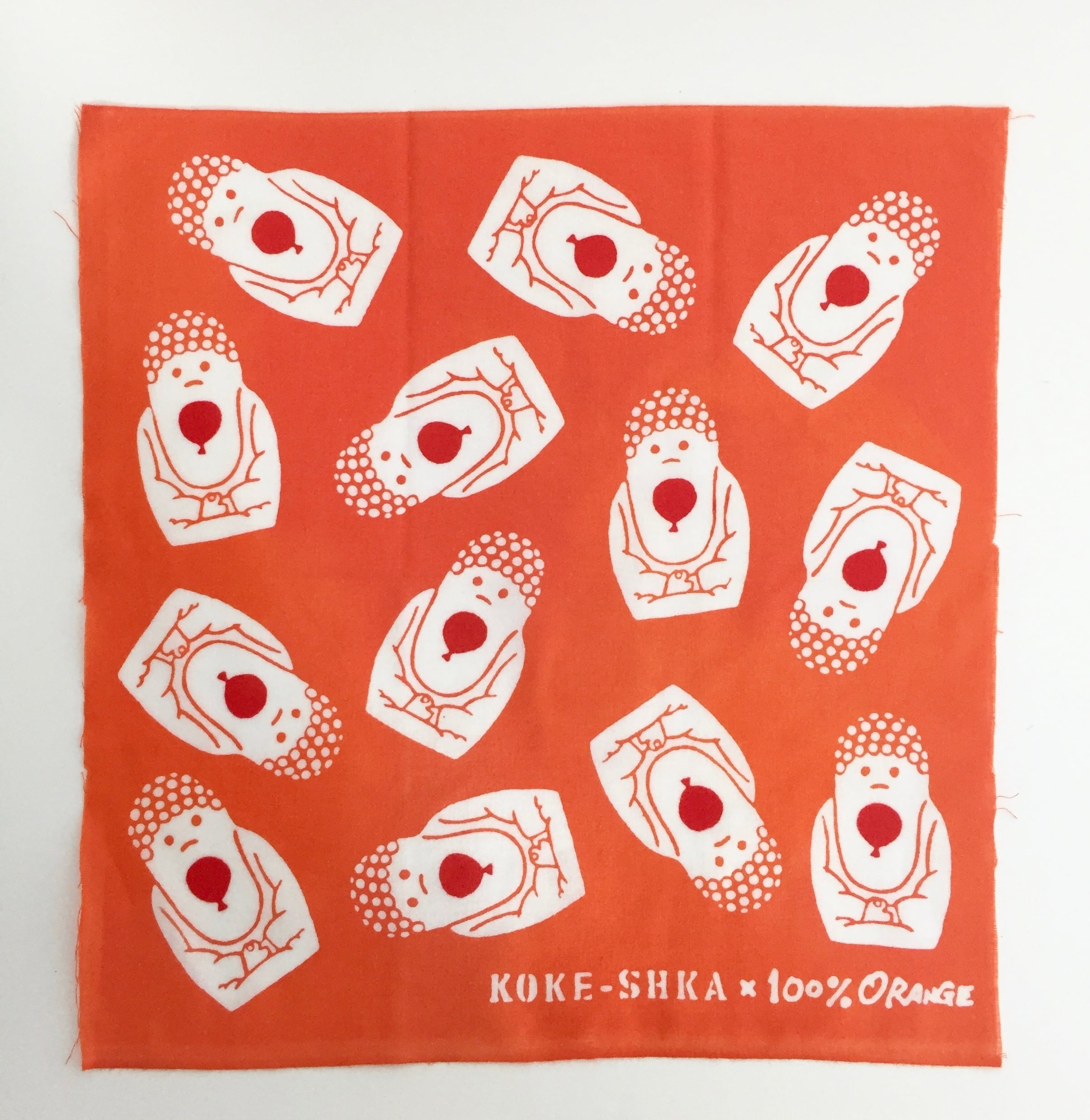 リトルブッダ手ぬぐいハンカチ（100%ORANGE × コケーシカ ）