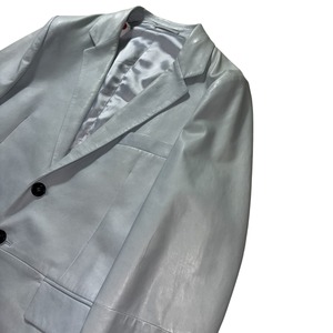 PRADA ice blue leather tailored jacket