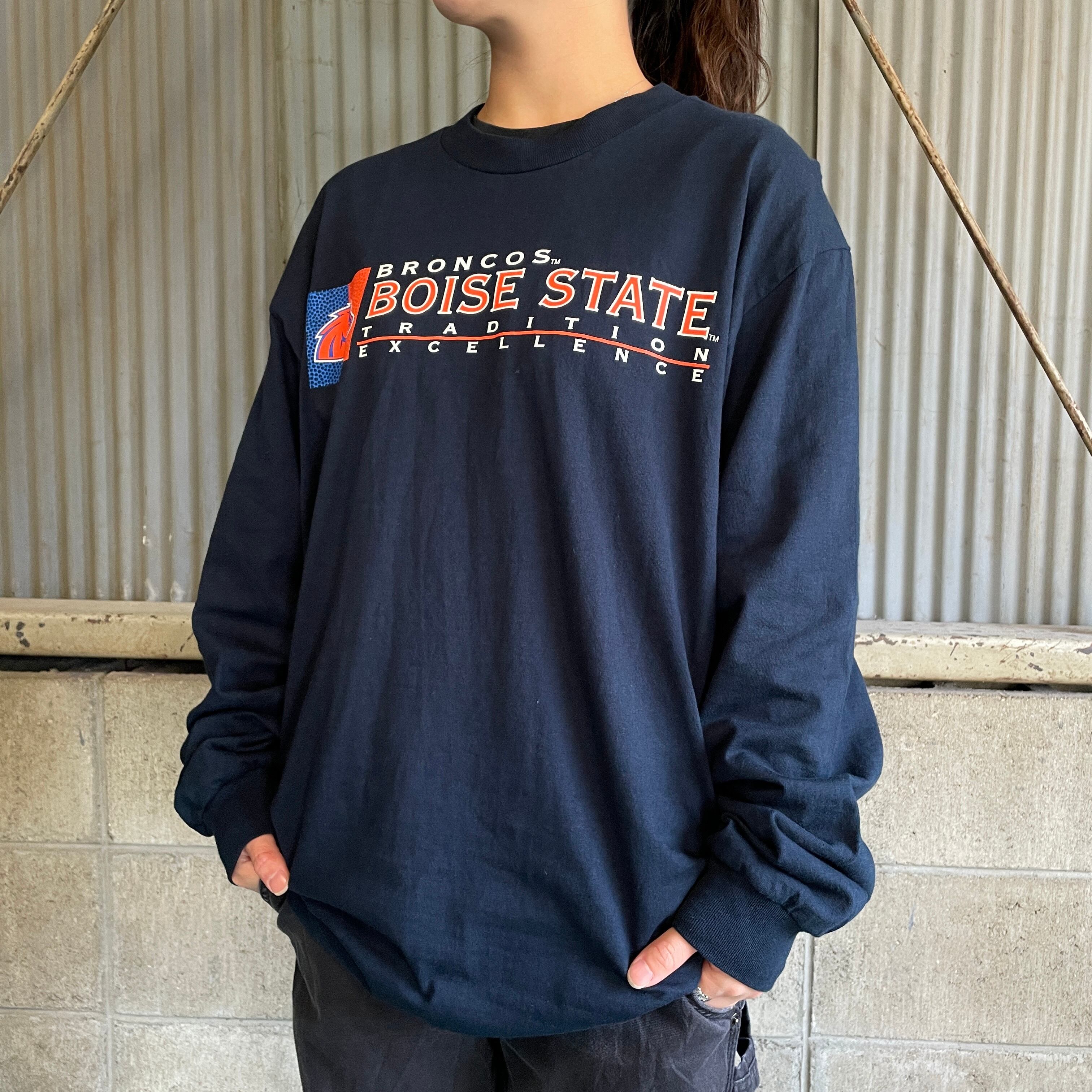 NFL デンバー・ブロンコス チームロゴプリント ロングTシャツ メンズM 古着 Denver Broncos 長袖 ロンT ネイビー 紺色【ロングTシャツ】【3anniv】【CS2312