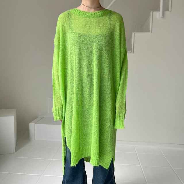 【lanan only】sheer knit tops_green