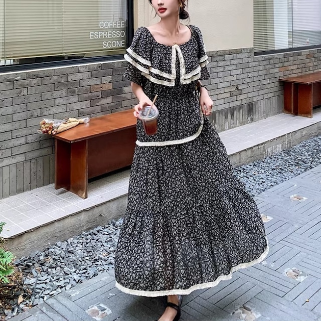 Tassel-trimmed floral dres 00338