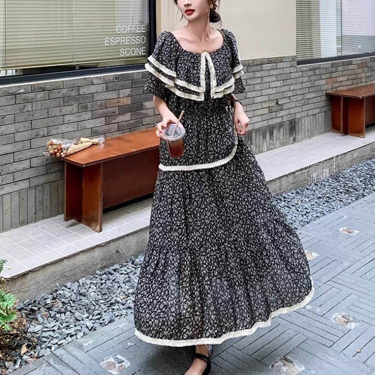 Tassel-trimmed floral dres 00338