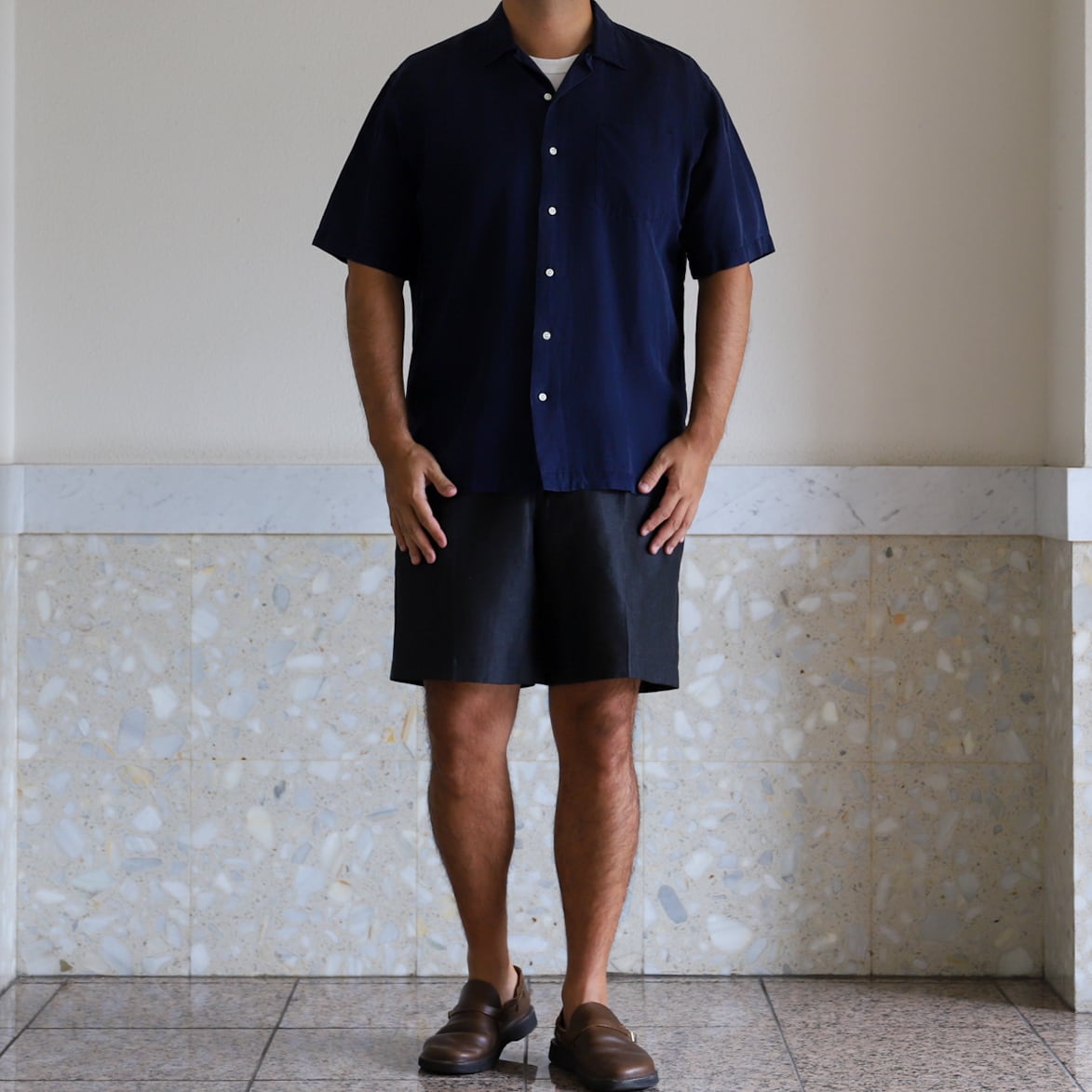極美品】90s Ralph Lauren special silk linen open collar shirt