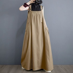 SOLID A-LINE MAXI JUMPER DRESS 4colors M-9014