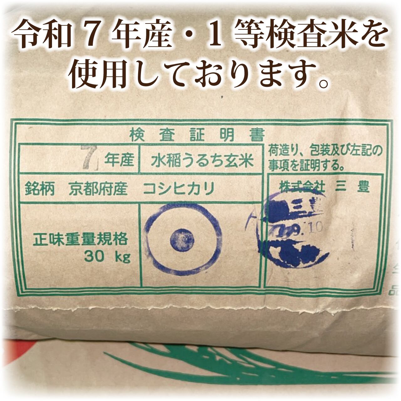 食品 送料無料 一等検査 玄米 令和7年産 京都 丹後 コシヒカリ 30kg