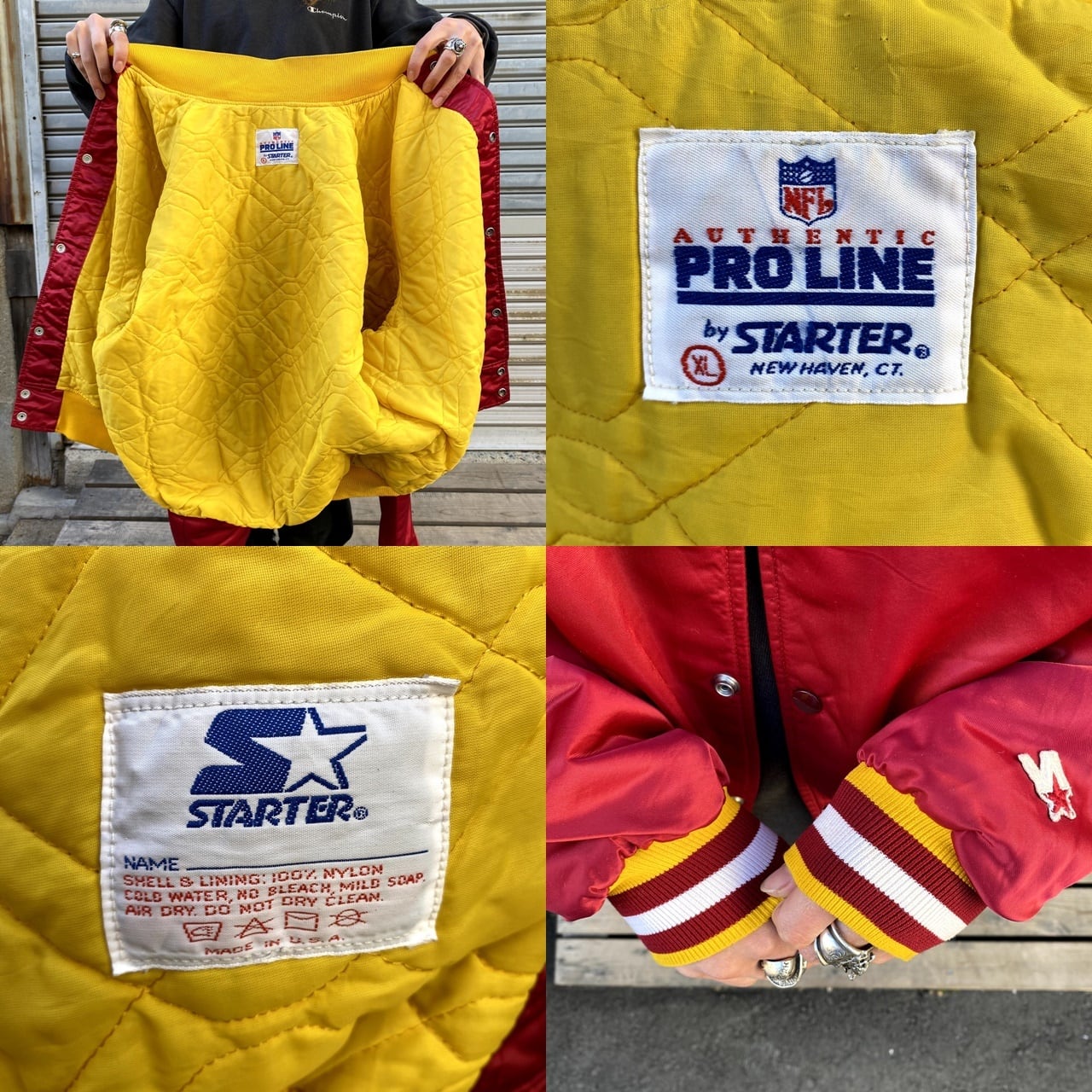 90年代 スターター NFL ナイロンスタジャン メンズXL 古着 USA製 STARTER ワシントン レッドスキンズ ワインレッド ワッペン 刺繍  90s ヴィンテージ ビンテージ【ナイロンジャケット】 | cave 古着屋【公式】古着通販サイト