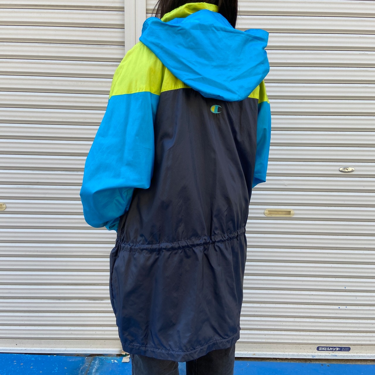 90年代 Champion チャンピオン フード収納型 ナイロンジャケット 