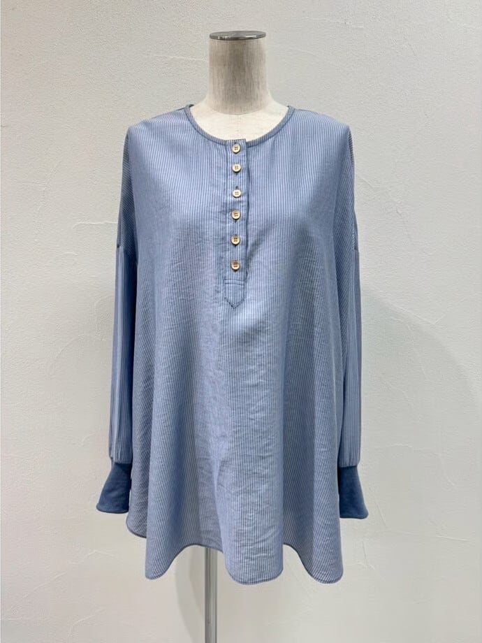 CYAN TOKYO | ストライプヘンリーリブブラウス | F・O・B STORE