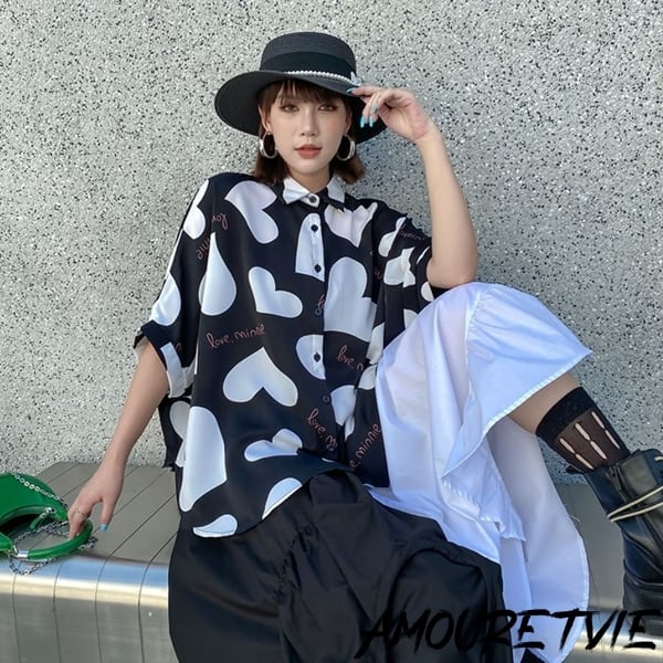 レディース トップス シャツ ブラウス ハート モノトーン 白黒 おしゃれ 大人カジュアル モダン 個性派ファッション 25 Amouretvie 韓国系 モード系 個性的ファッションの通販サイト レディース トップス シャツ ブラウス ハート モノトーン 白黒 おしゃれ 大人カジュアル モダン 個性派ファッション 25 Amouretvie 韓国系 モード系 個性的ファッションの通販サイト