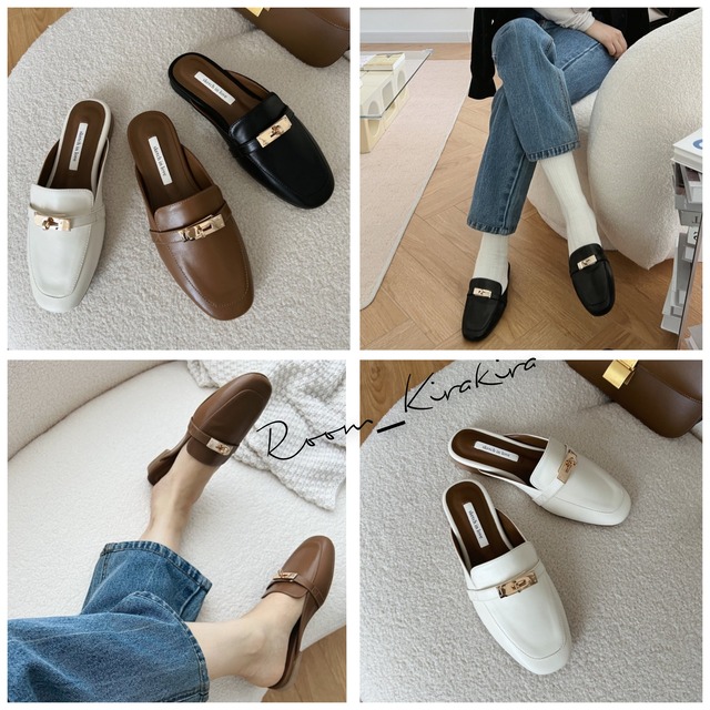 牛革製ベルトハーフサンダル