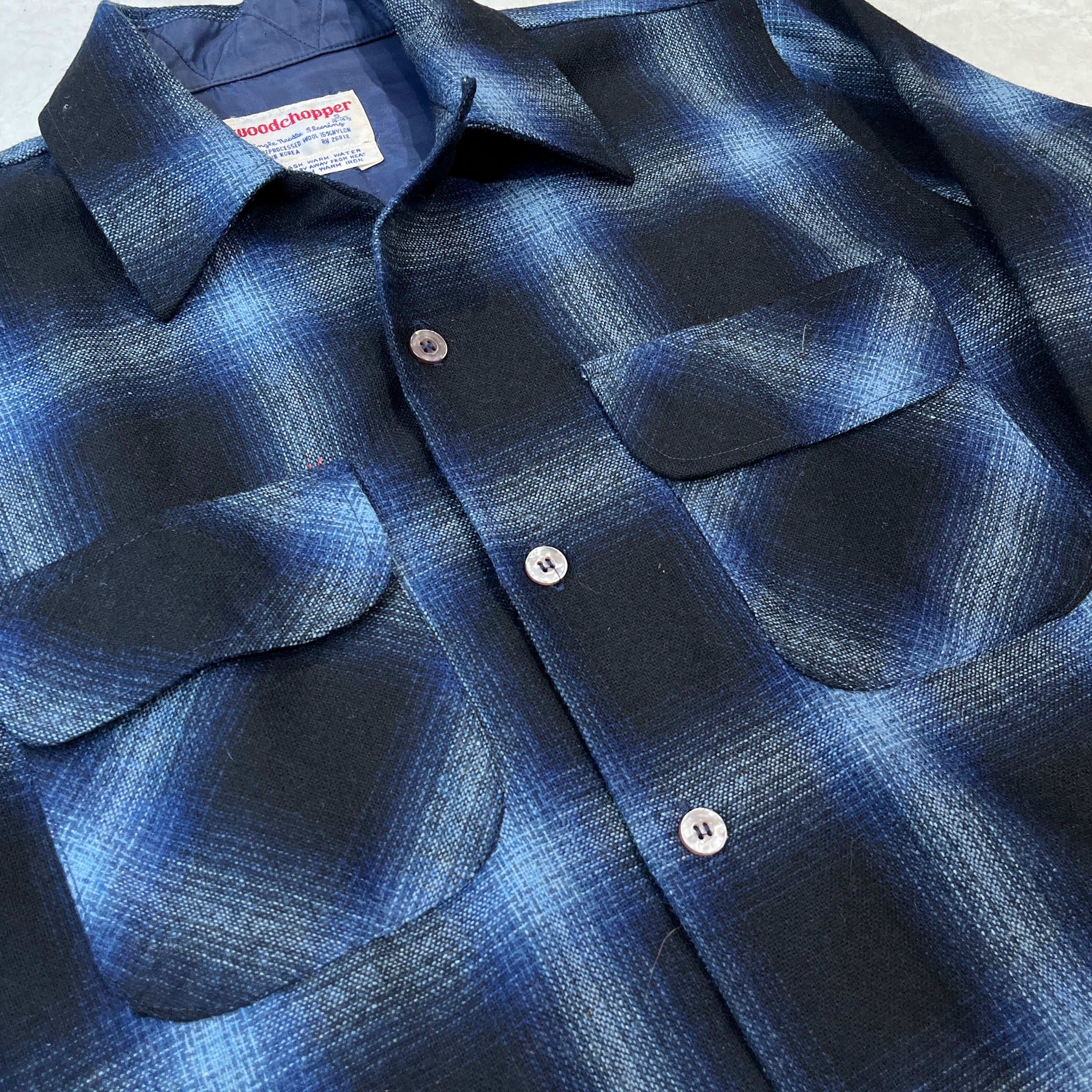 70s〜80s WoodChopper Shadow Check Wool Shirt 70年代 80年代 ウッド
