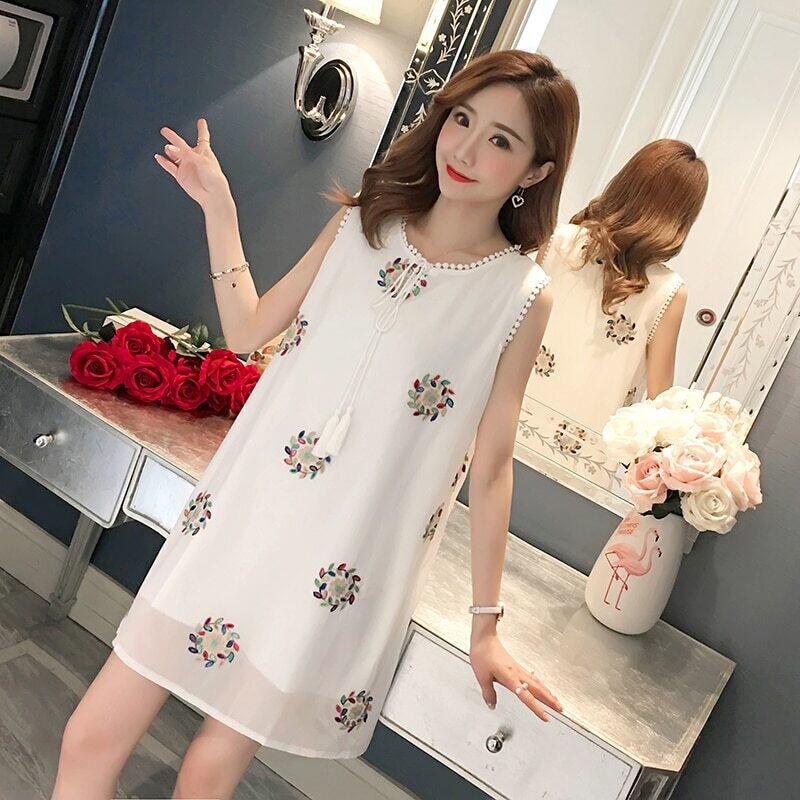 【新作】【送料無料】 マタニティ服夏ノースリーブマタニティシフォンドレスゆったりとしたスタイリッシュなドレス妊婦妊娠中の服 サマー 夏物 AL expec361783744847