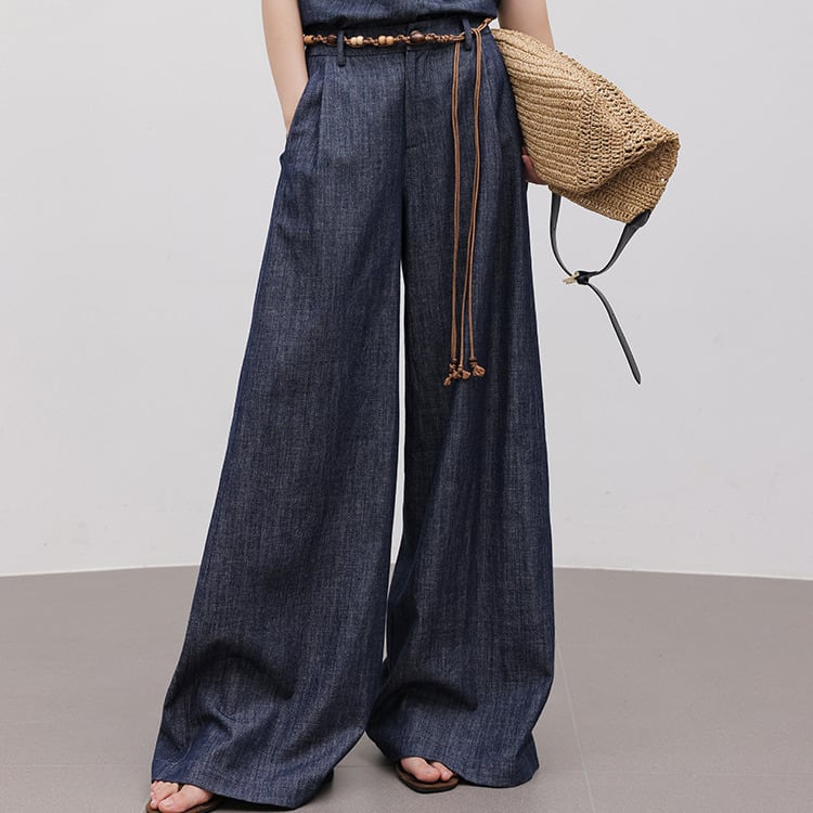 タック入り ワイドレッグ フルレングス パンツ 1col H10875