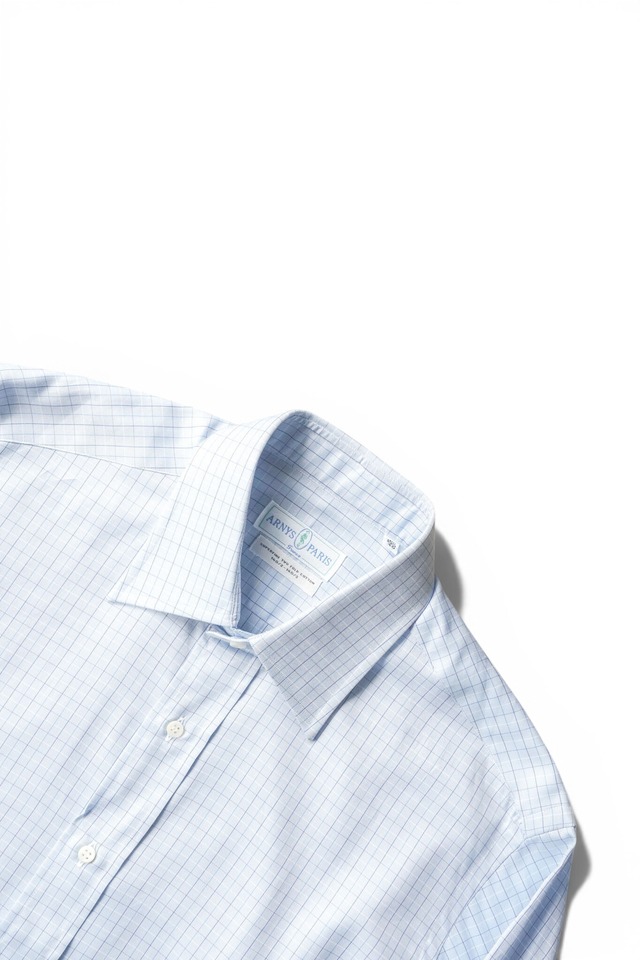 【DEAD-STOCK】90's "ARNYS PARIS" Check Pattern Superfine two Fold Cotton Dress Shirt